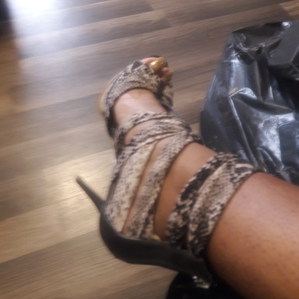 Snake skin soft material heels